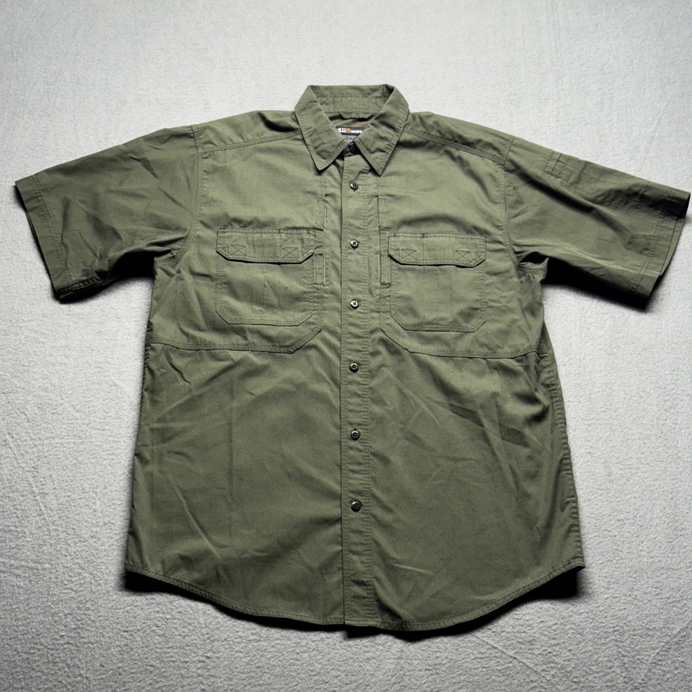5.11 Tactical‎ Series Shirt Mens Medium Green Ripstop Vented Work Utility 71175